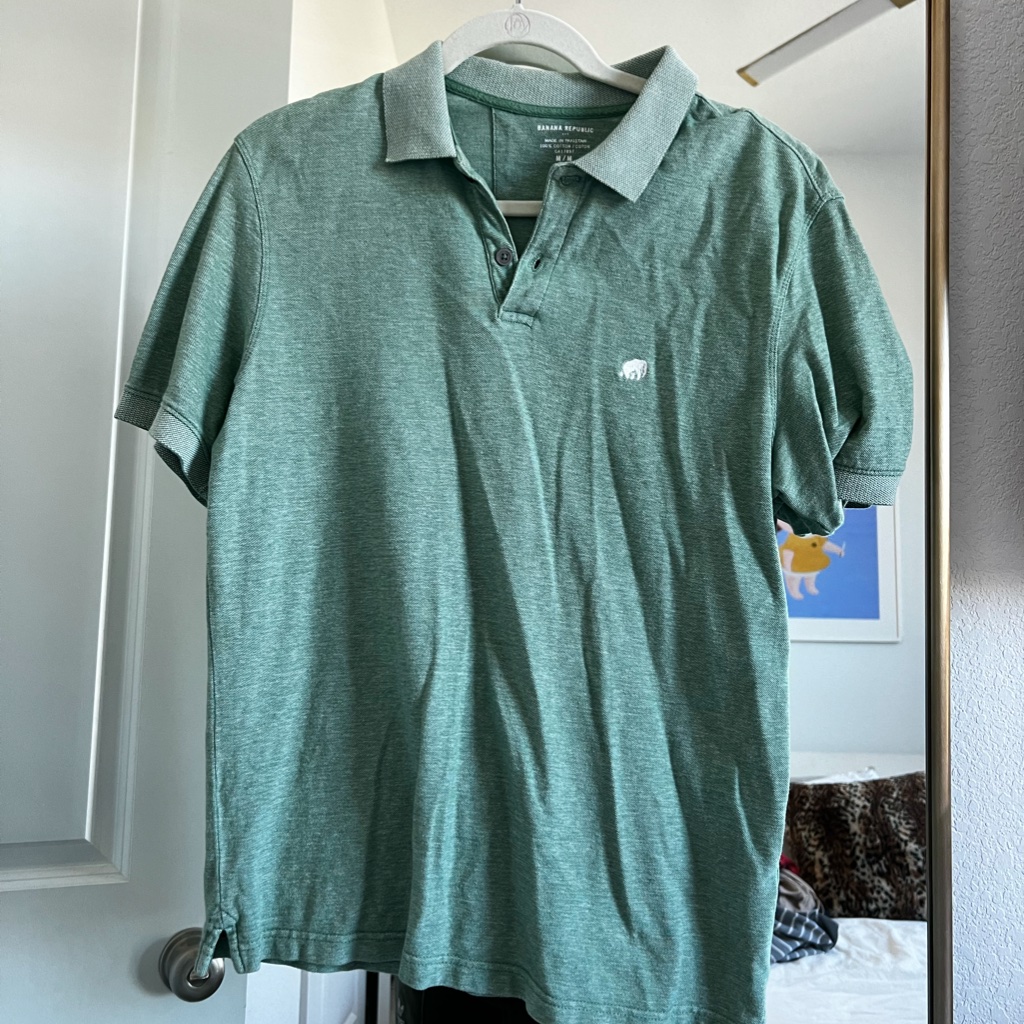 Banana Republic Green Striped Polo Size M